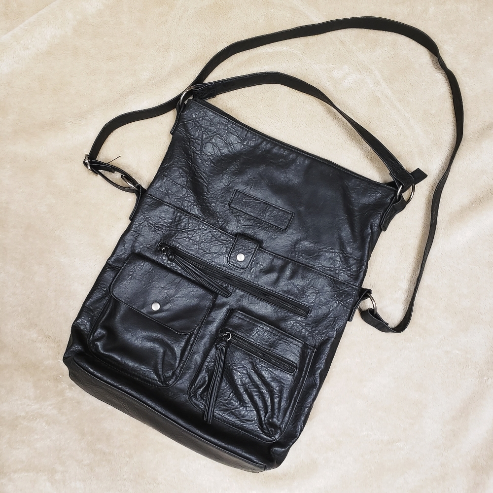 American Eagle Black Bag Faux Leather Deep Purse